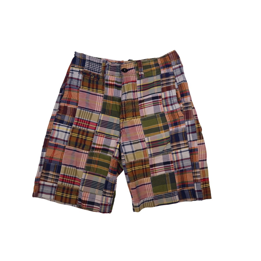 American Eagle Patchwork Madras Plaid Shorts Mens Multi Color Preppy